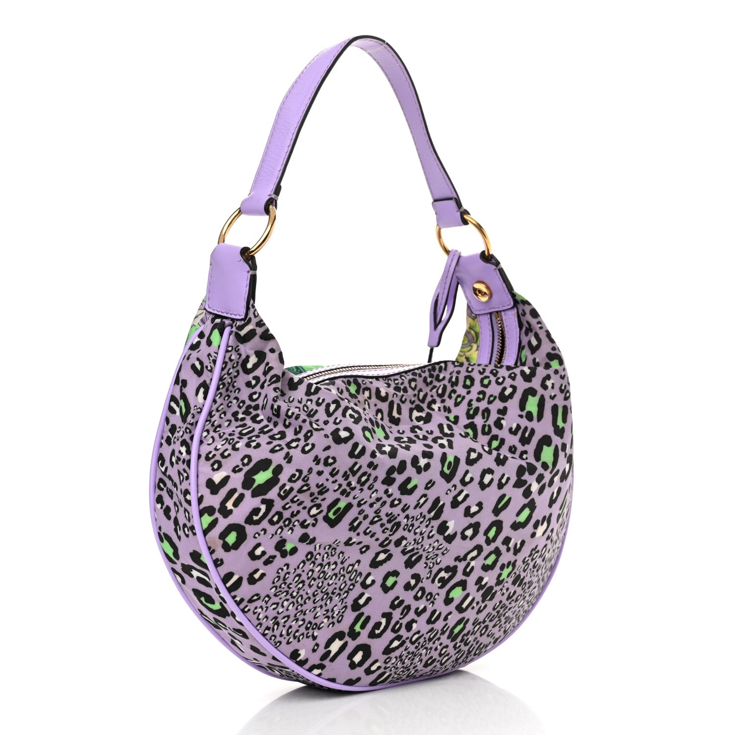 Versace Nylon Calfskin Barocco Mosaic Print Hobo Bag Jacaranda Multicolor 3 of 11