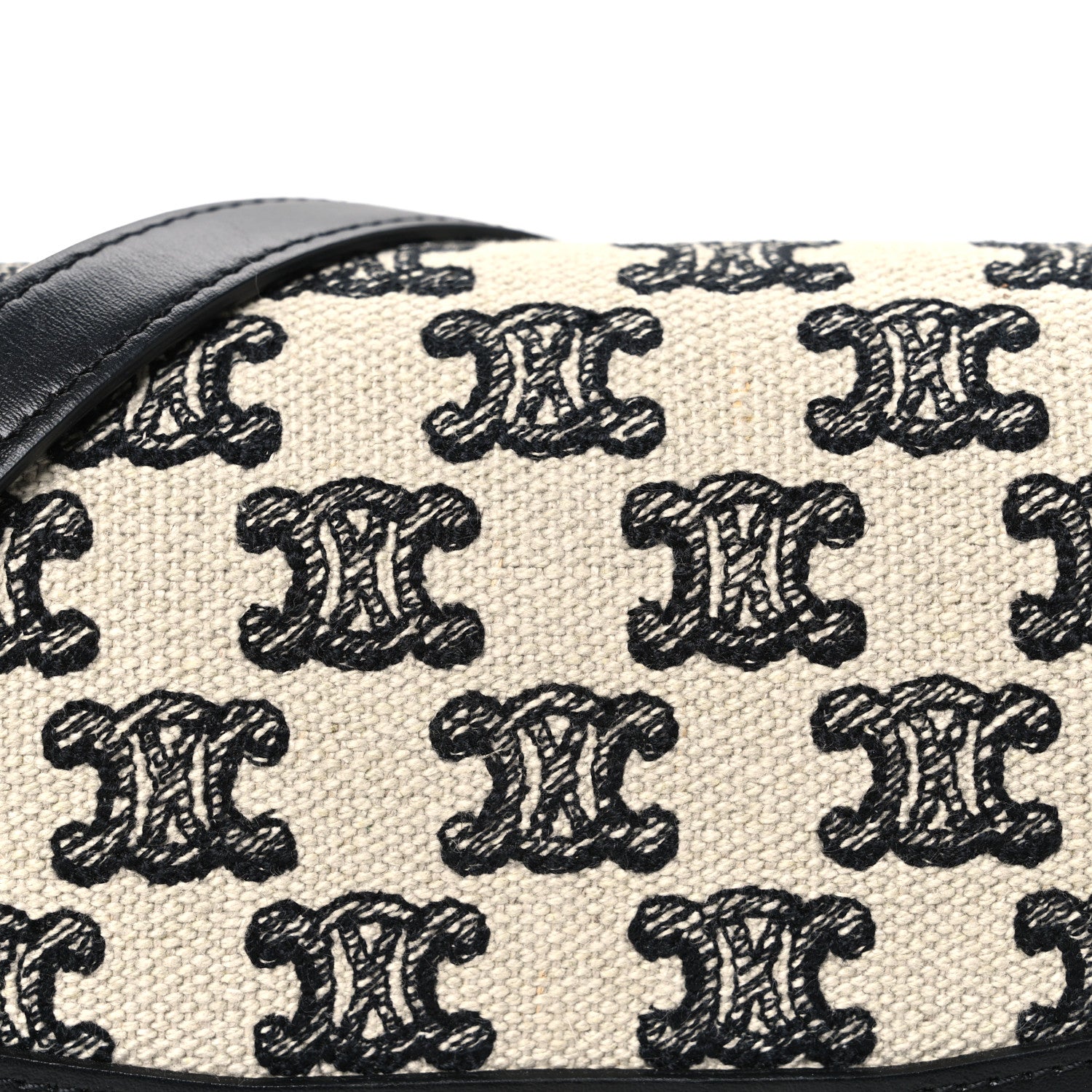 Celine Canvas Calfskin Triomphe Embroidered Teen Triomphe Bag Black 9 of 11