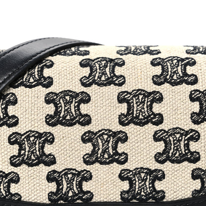 Celine Canvas Calfskin Triomphe Embroidered Teen Triomphe Bag Black 9 of 11