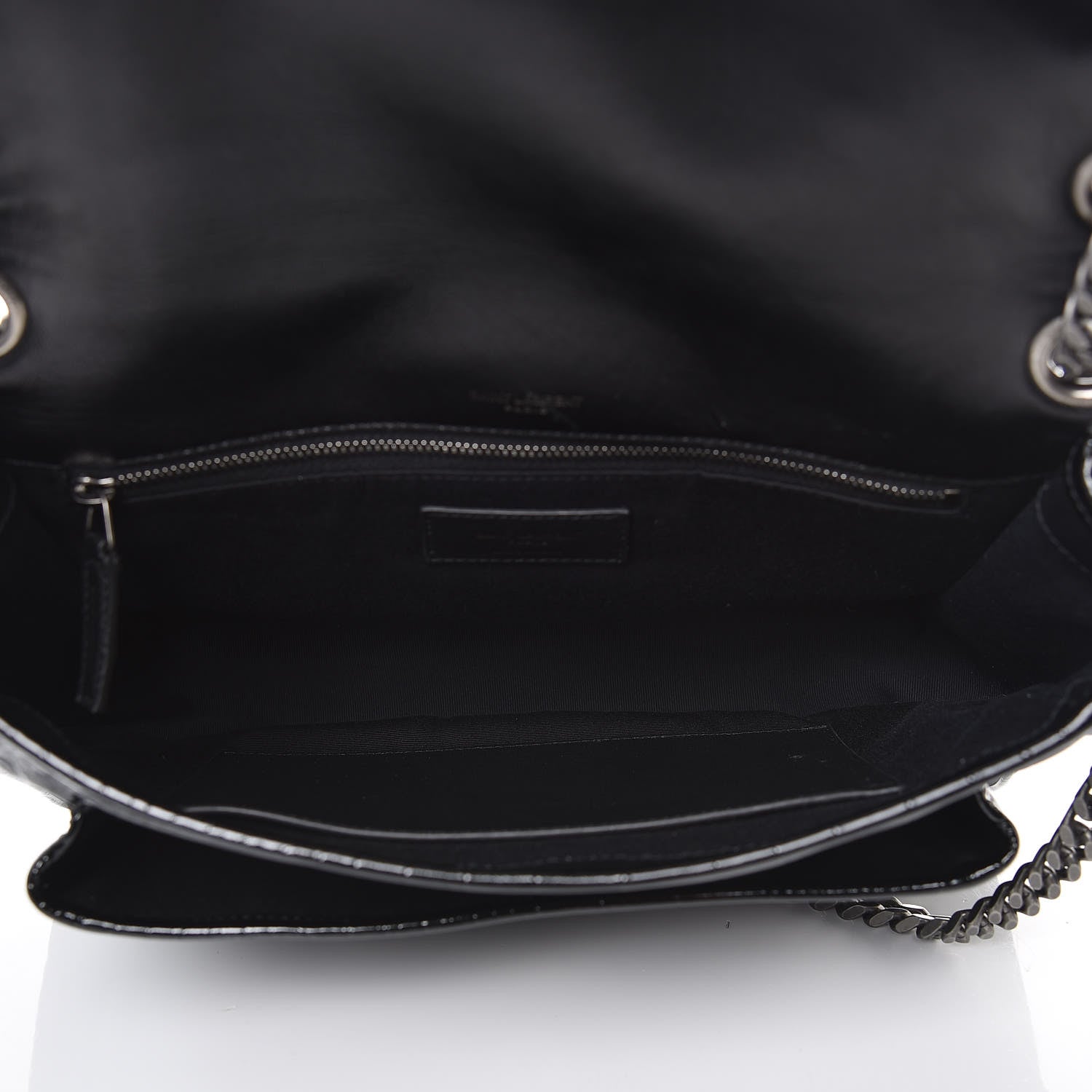 Saint Laurent Patent Crocodile Embossed Lambskin Monogram Medium Niki Chain Satchel Black 5 of 8