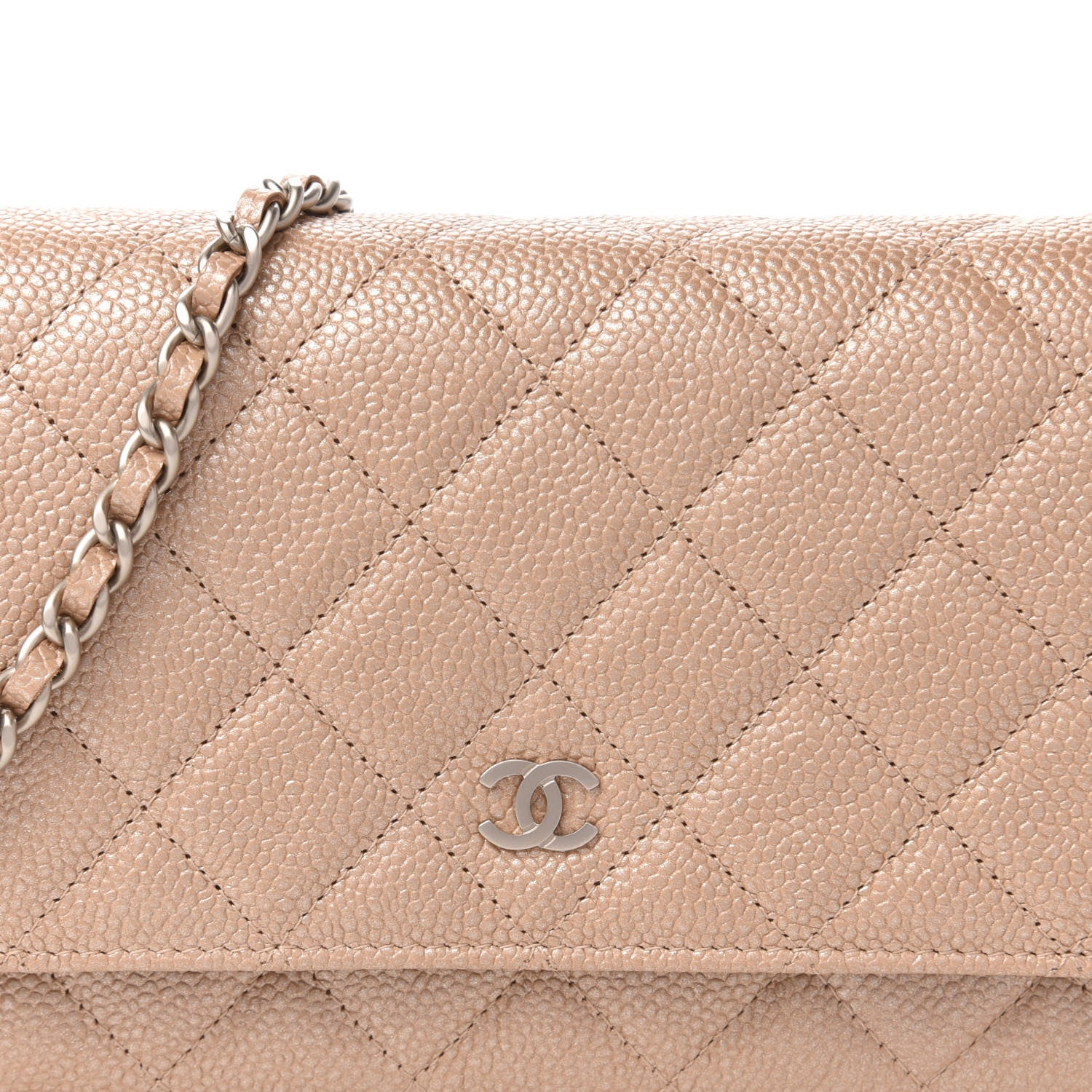 Chanel Pearly Caviar Quilted Wallet On Chain WOC Dark Beige 11 of 11