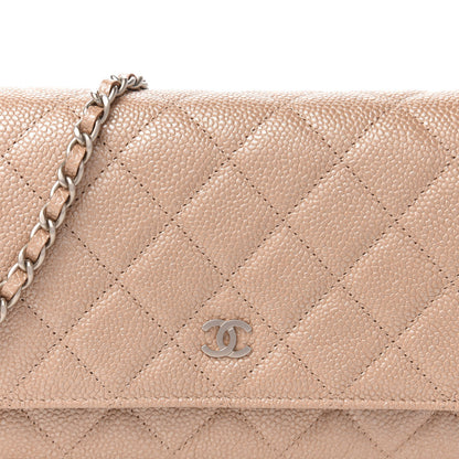Chanel Pearly Caviar Quilted Wallet On Chain WOC Dark Beige 11 of 11
