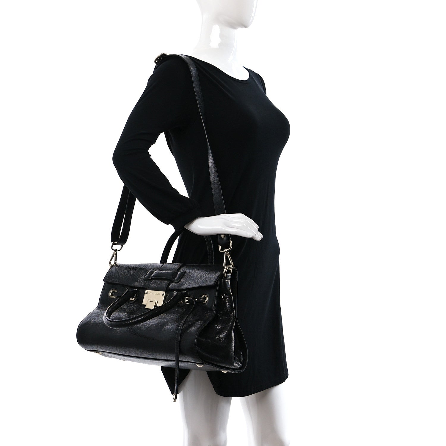 Jimmy Choo Grainy Calfskin Rosalie Satchel Black 3 of 13