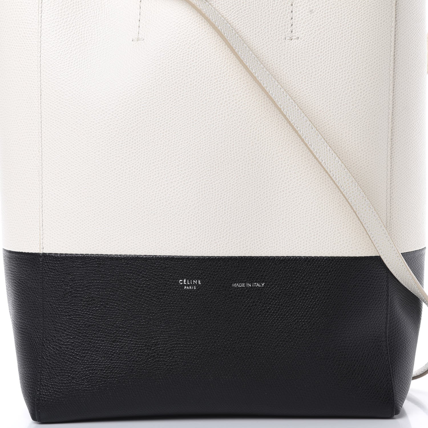Celine Grained Calfskin Small Vertical Bi-Cabas Cream Black 7 of 12