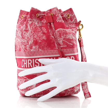 Christian Dior Technical Fabric Embroidered Toile De Jouy DiorTravel Pouch Fuchsia 2 of 9