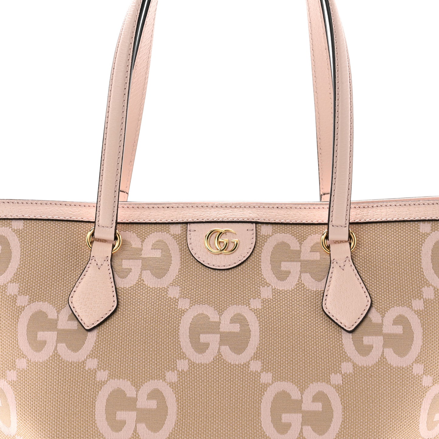 Monogram Jumbo GG Textured Dollar Calfskin Medium Ophidia Shopping Tote Beige Perfect Pink