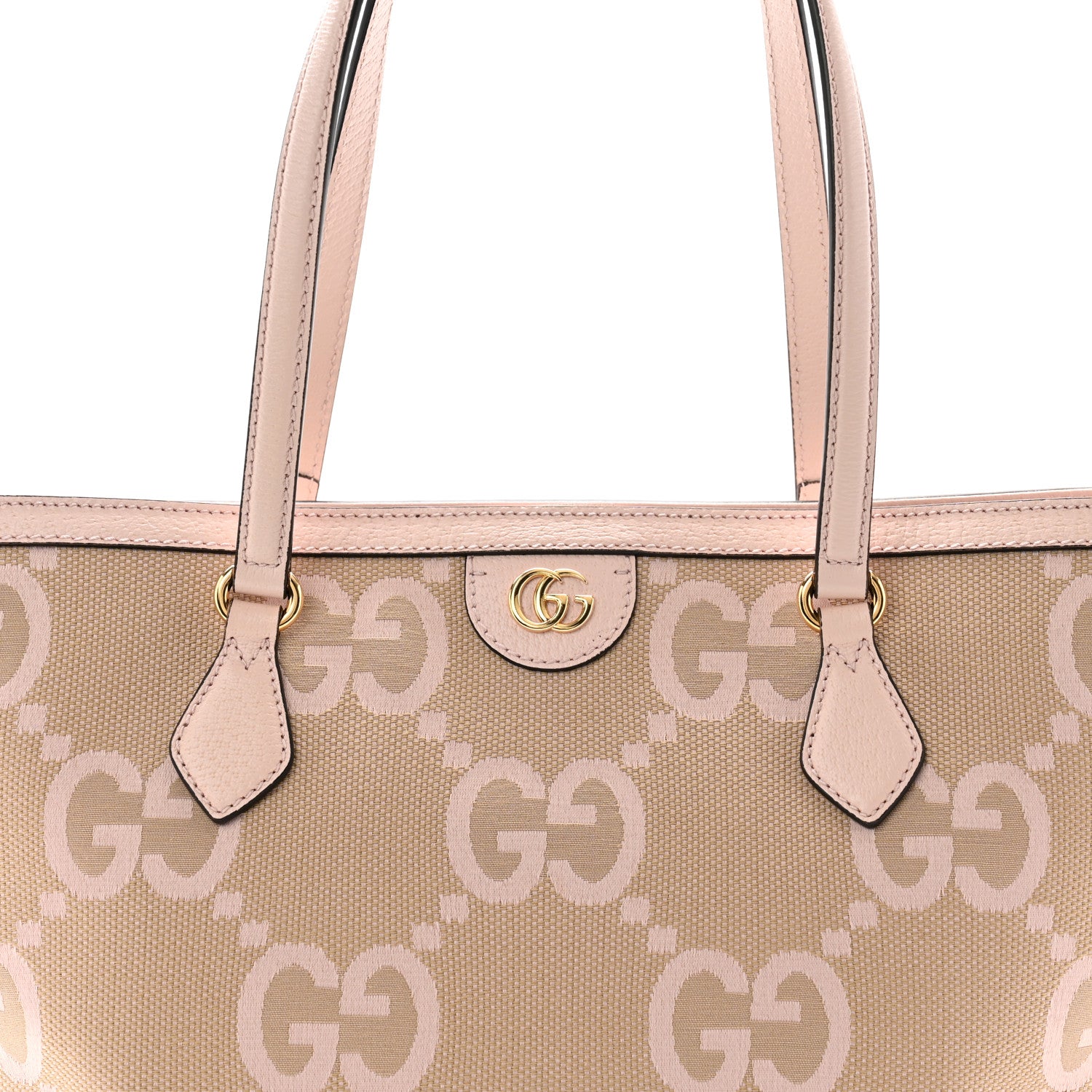 Gucci Monogram Jumbo GG Textured Dollar Calfskin Medium Ophidia Shopping Tote Beige Perfect Pink 8 of 12