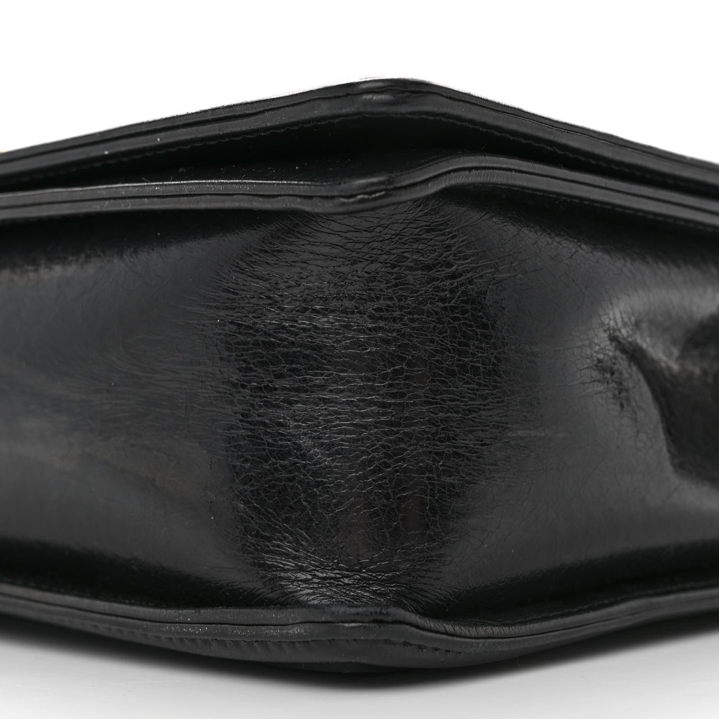 Glazed Calfskin Quilted Large Boy Flap Black