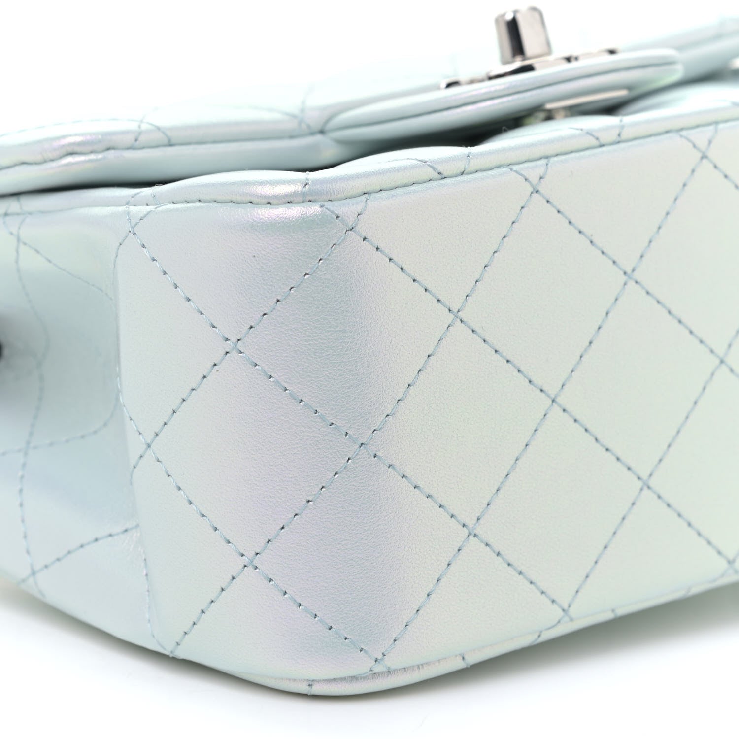Chanel Iridescent Lambskin Quilted Mini Square Flap Light Blue 6 of 12
