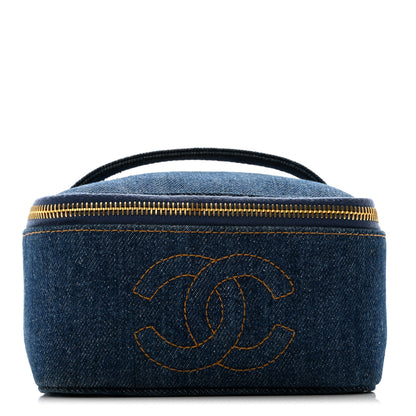 Chanel Denim Vanity Cosmetic Case Blue 1 of 10