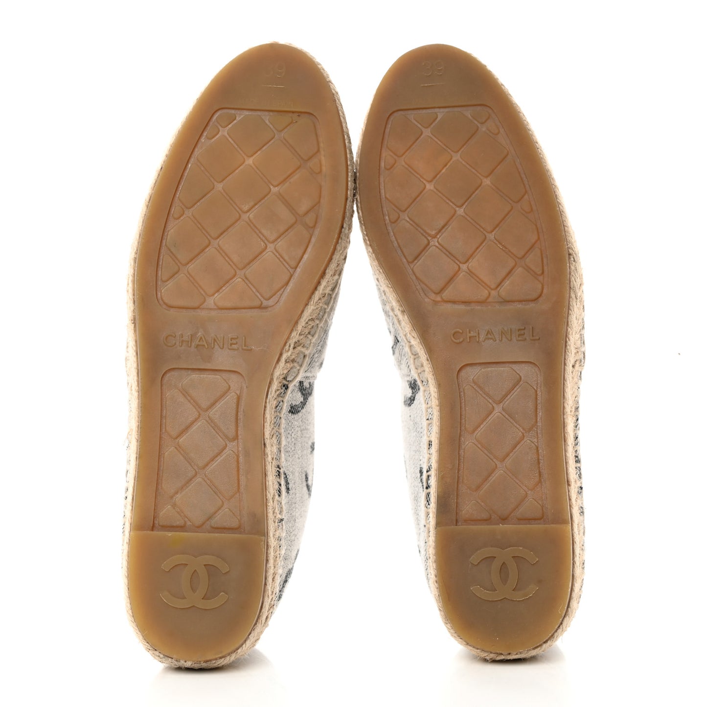 Cotton Jacquard Grosgrain CC Print Espadrilles 39 Grey Black
