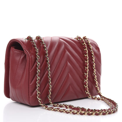 Chanel Calfskin Chevron Quilted Mini Statement Flap Burgundy 3 of 16