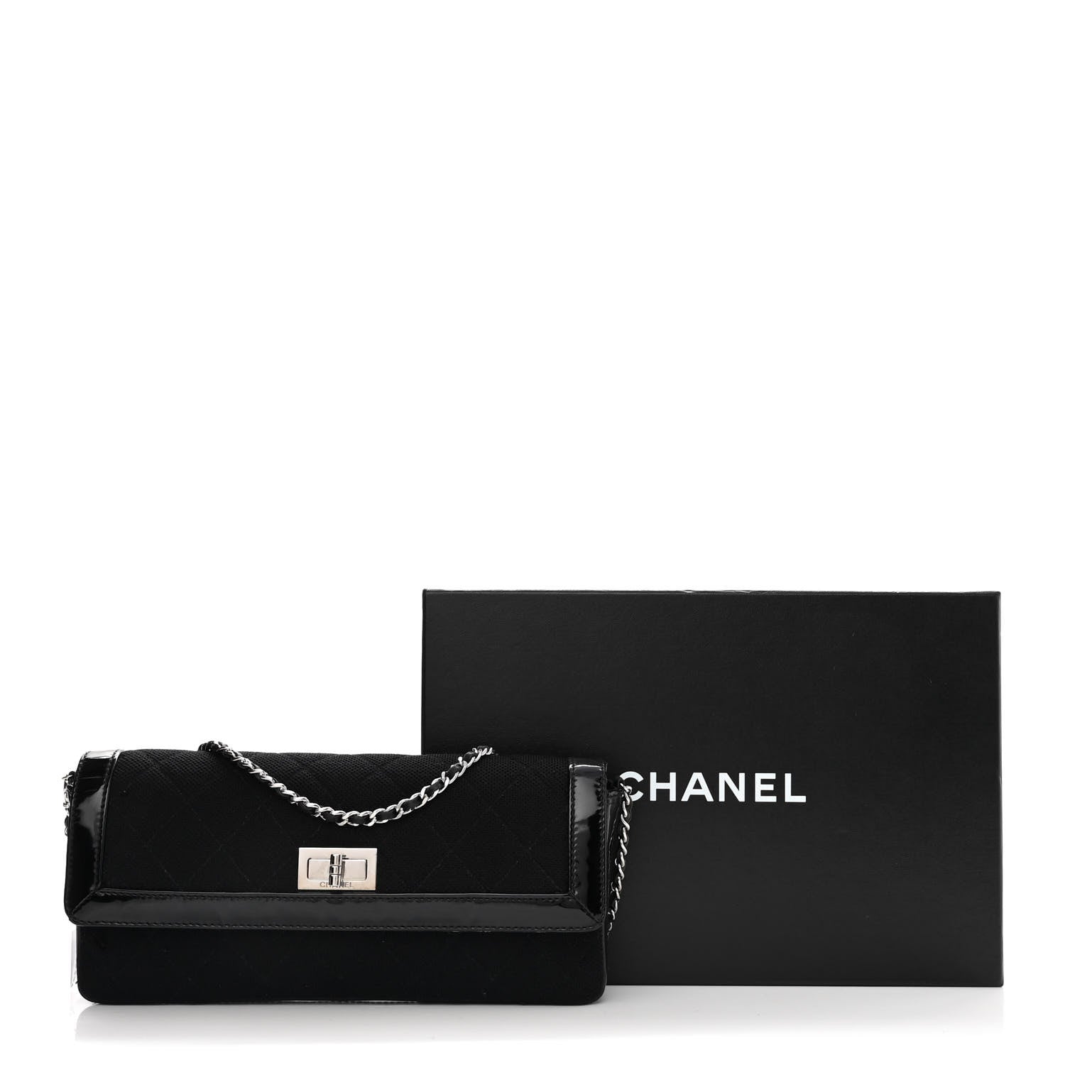 Chanel Jersey Patent Quilted 2.55 Reissue East West Flap Black 13 of 13
