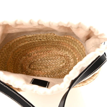 Loewe Leaf Palm Calfskin Drawstring Bucket Bag Natural Black 5 of 9