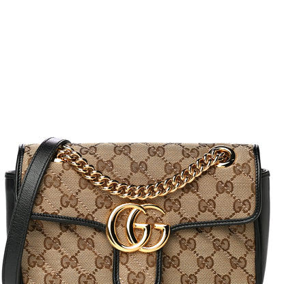 Gucci Monogram Matelasse Diagonal Mini GG Marmont Shoulder Bag Beige Black 9 of 15