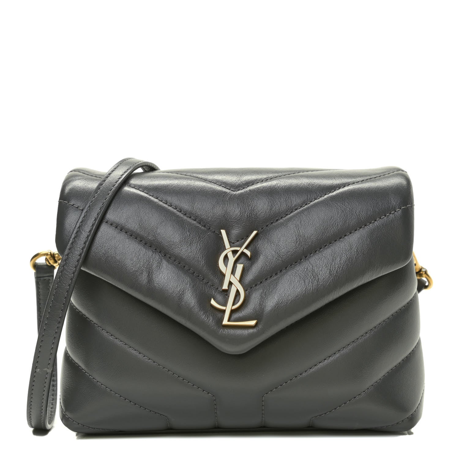 Saint Laurent Calfskin Y Quilted Monogram Toy Loulou Satchel Storm 1 of 15