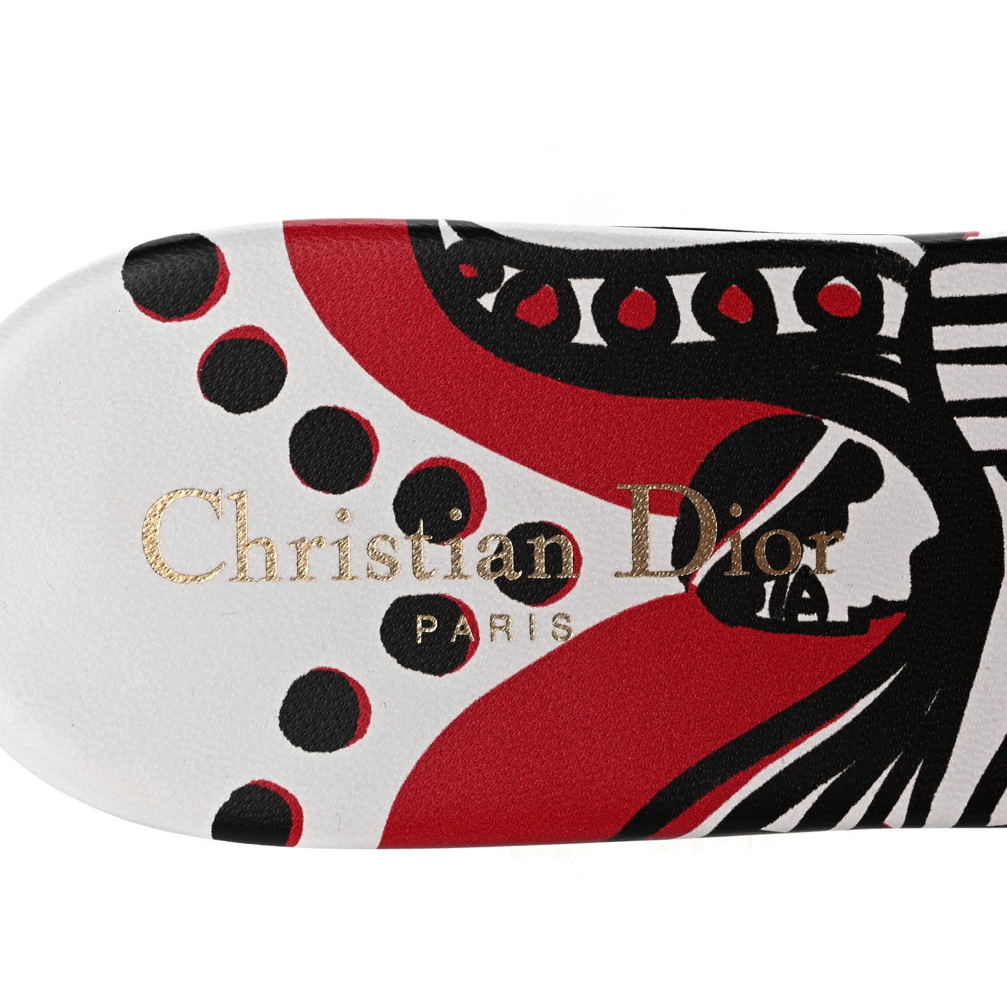 Canvas Cupidon Embroidered Dway Flat Slide Sandals 39.5 Black Red