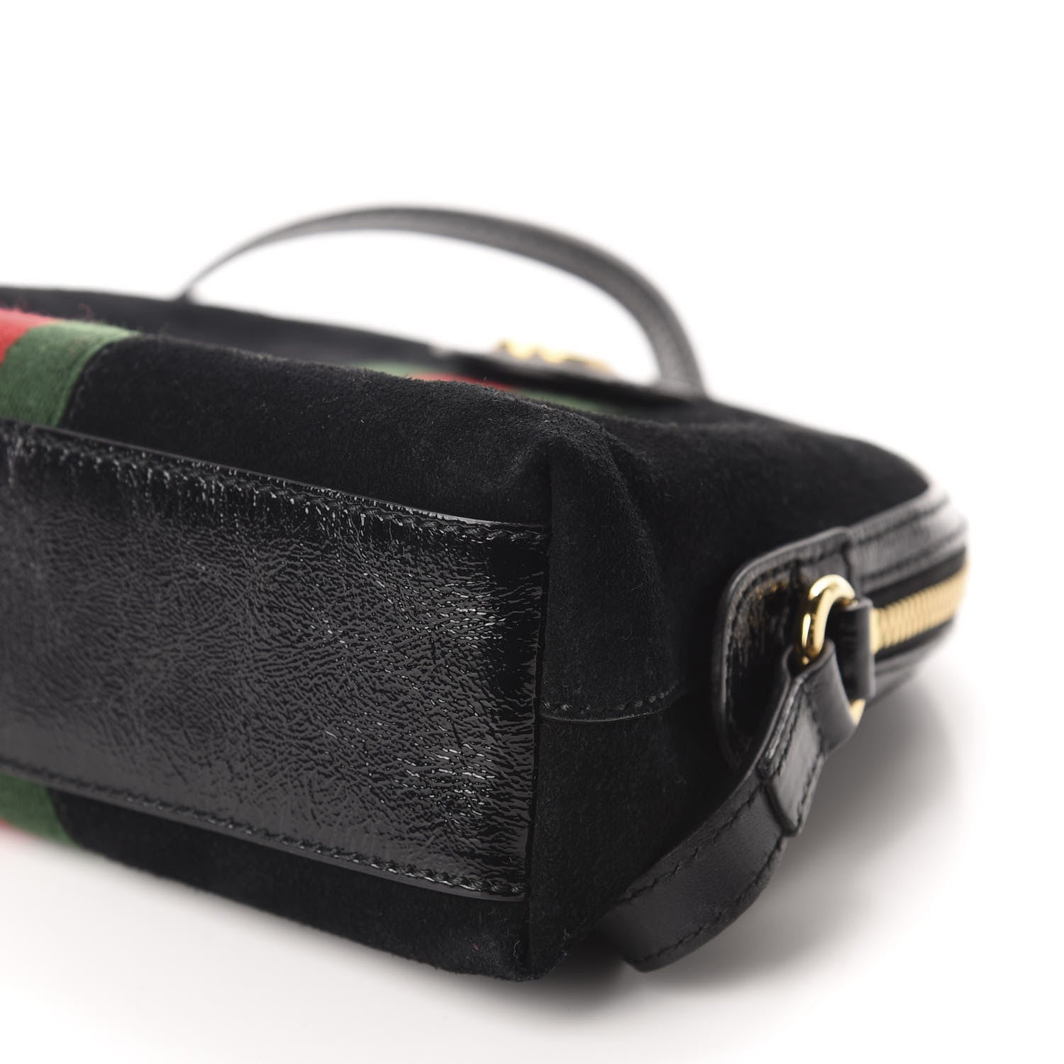 Gucci Suede Patent Web GG Small Ophidia Dome Shoulder Bag Black 7 of 10