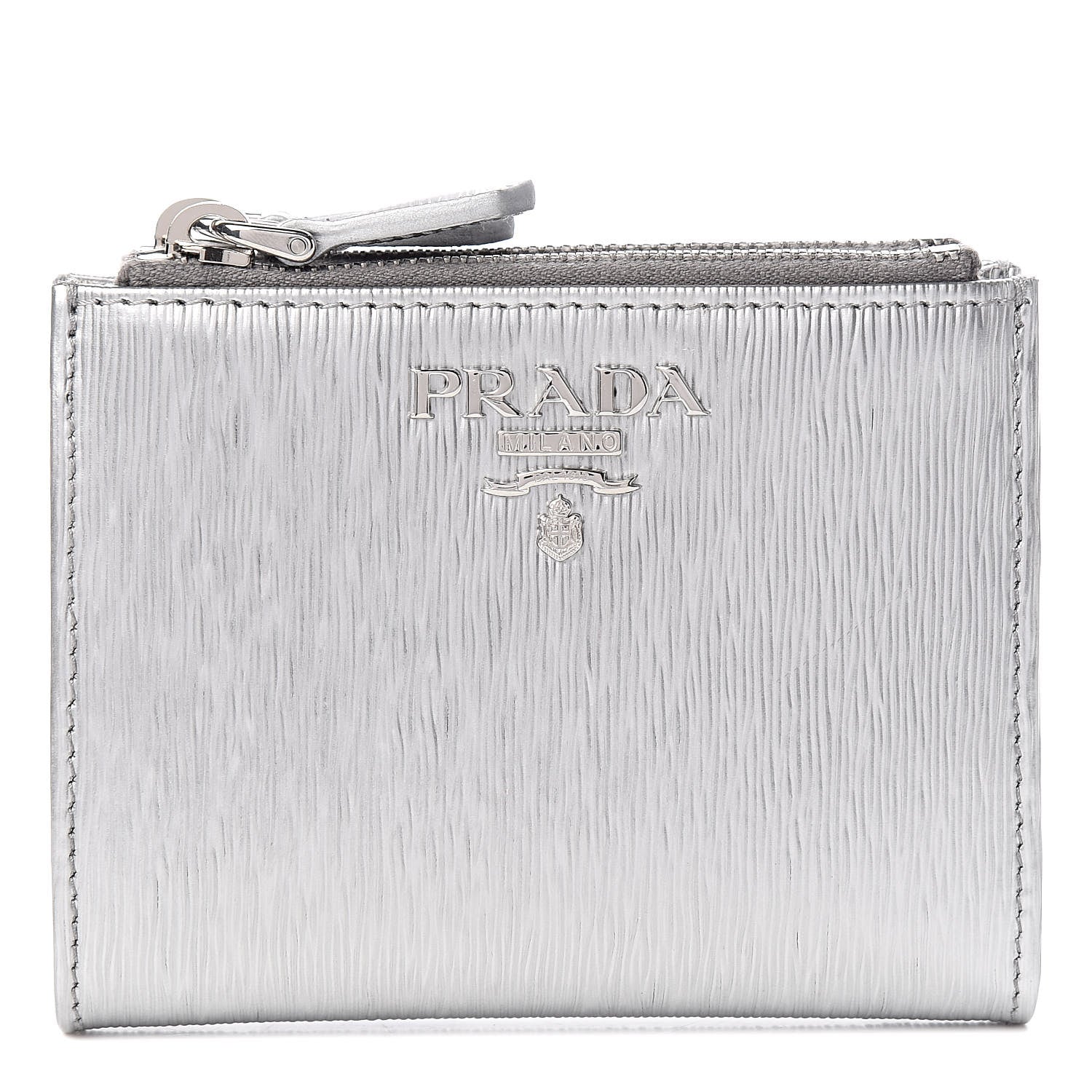 Prada Vitello Move Zip Coin Case Wallet Cromo 1 of 7
