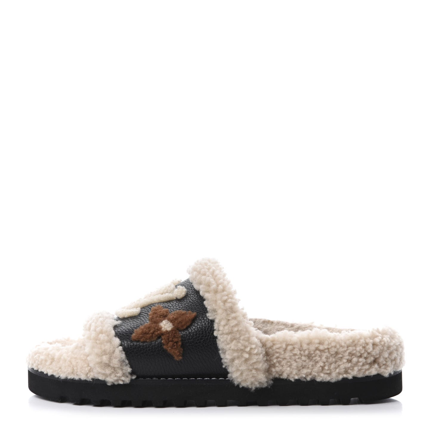 Shearling Calfskin Paseo Flat Comfort Mule 37.5 Beige