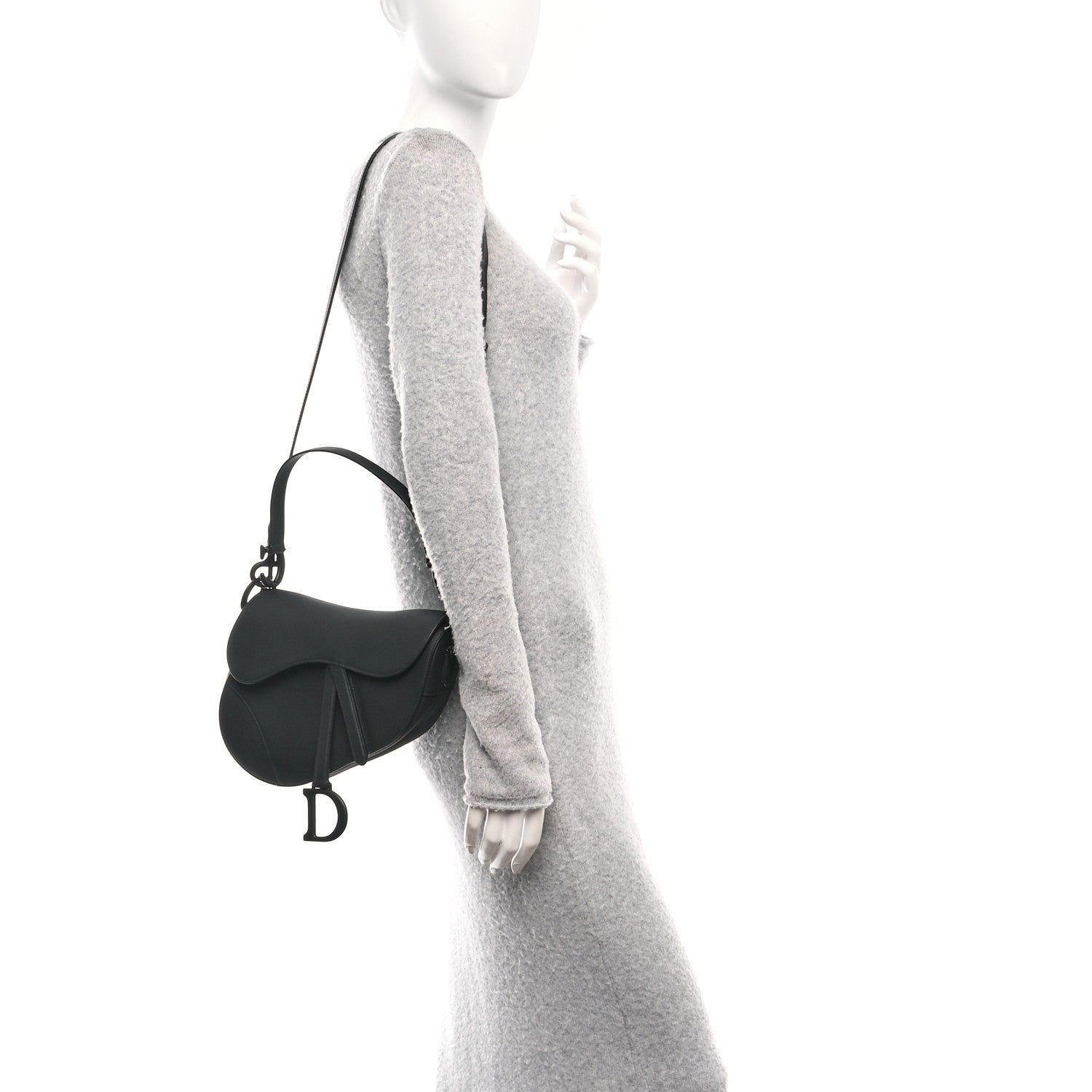 Christian Dior Ultra Matte Calfskin Saddle Bag With Strap Black 2 of 11