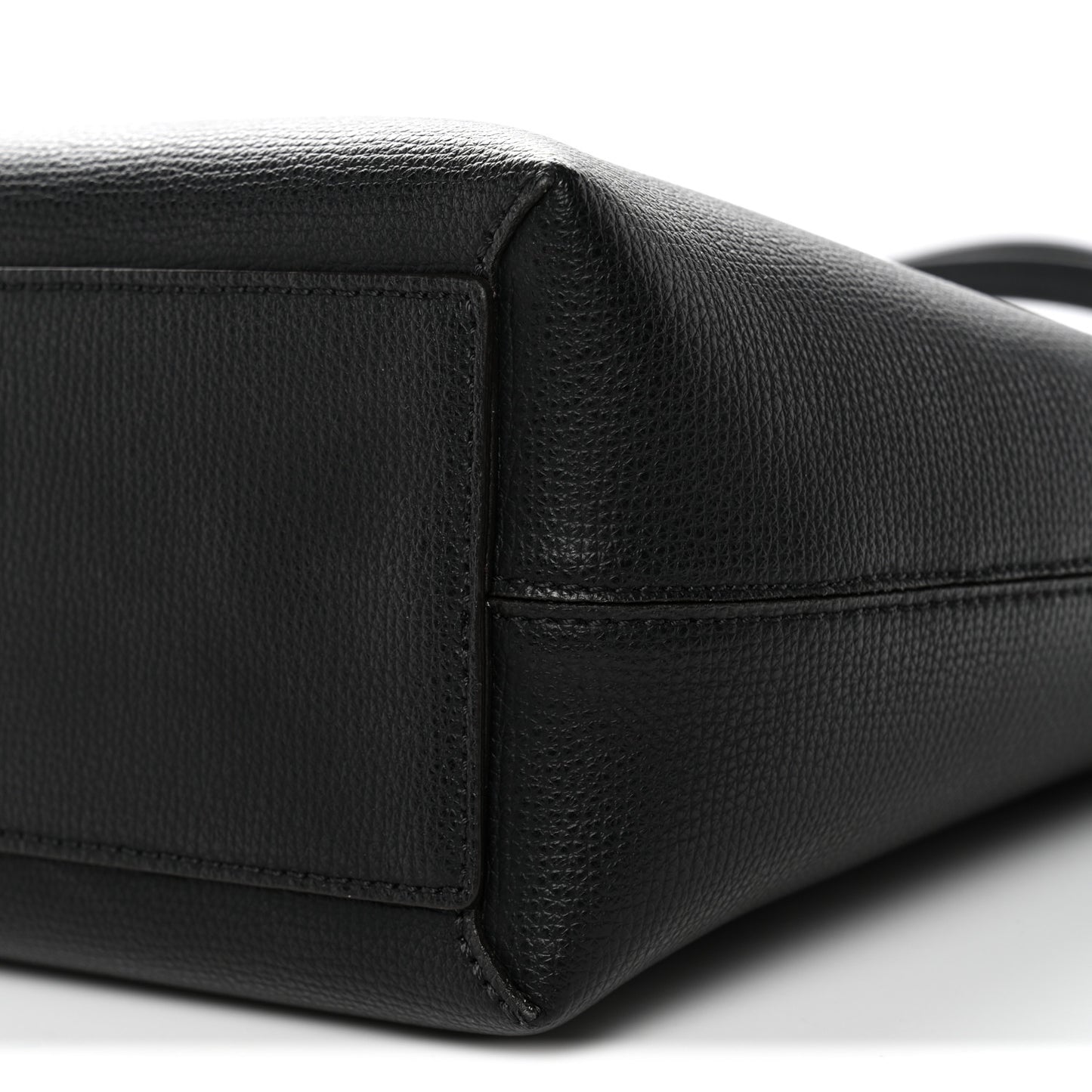 Grainy Calfskin Haymarket Check Small Reversible Tote Black