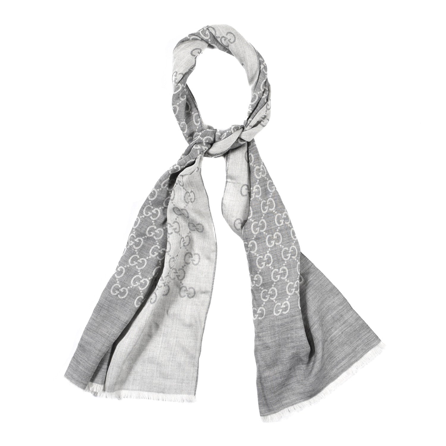 Gucci Wool Silk GG Monogram GGNat Scarf Lead 1 of 4