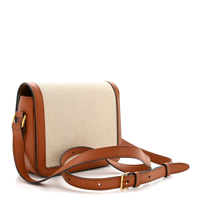 Celine Textile Natural Calfskin Teen Triomphe White Tan 3 of 14