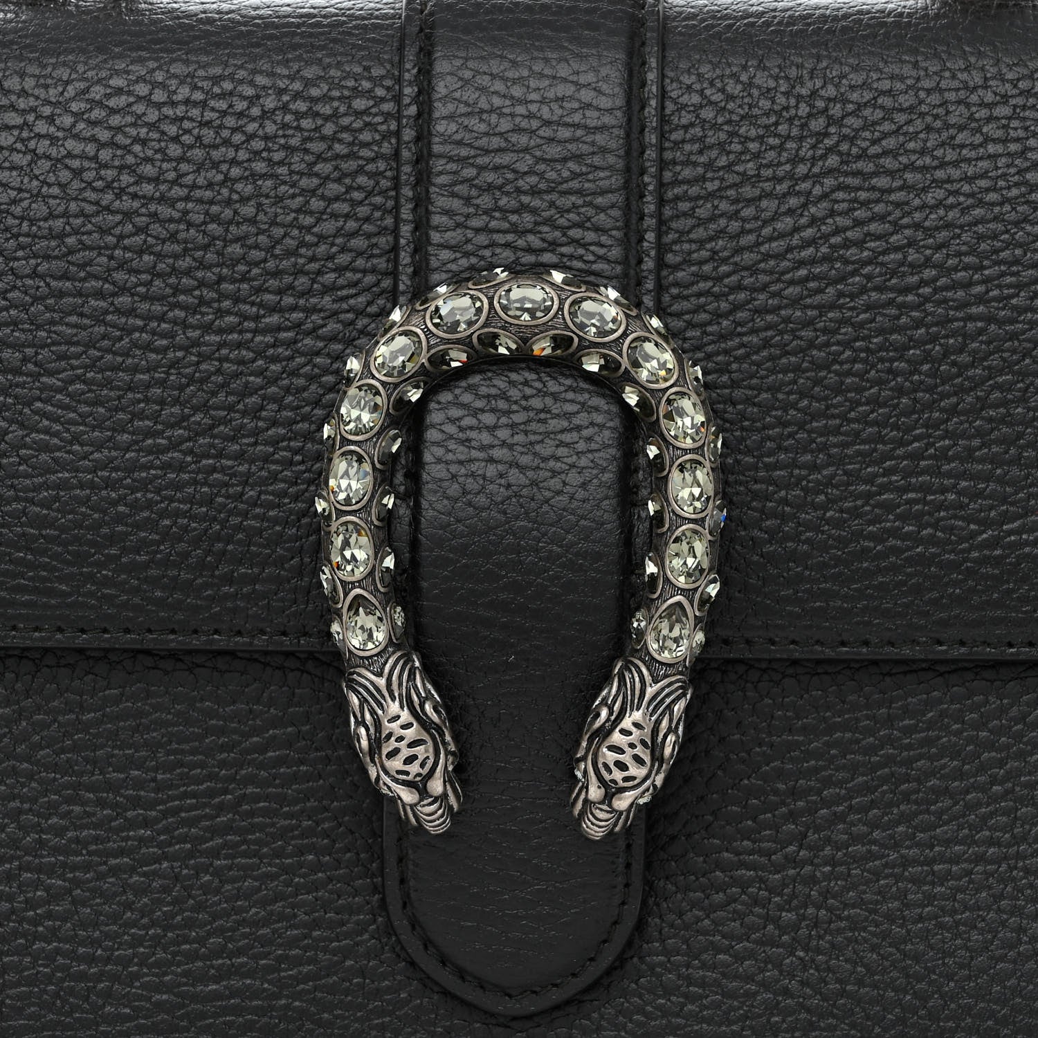 Gucci Dollar Calfskin Crystal Web Medium Dionysus Bamboo Top Handle Bag Black Black Diamond 9 of 11