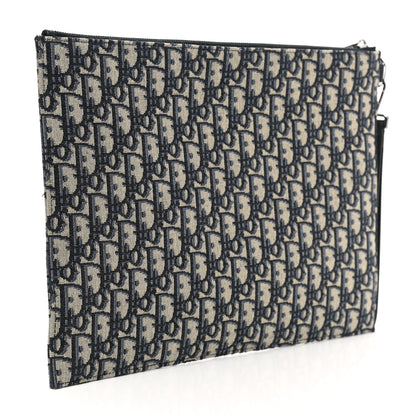 Christian Dior Oblique A4 Flat Pouch Clutch Blue 3 of 7