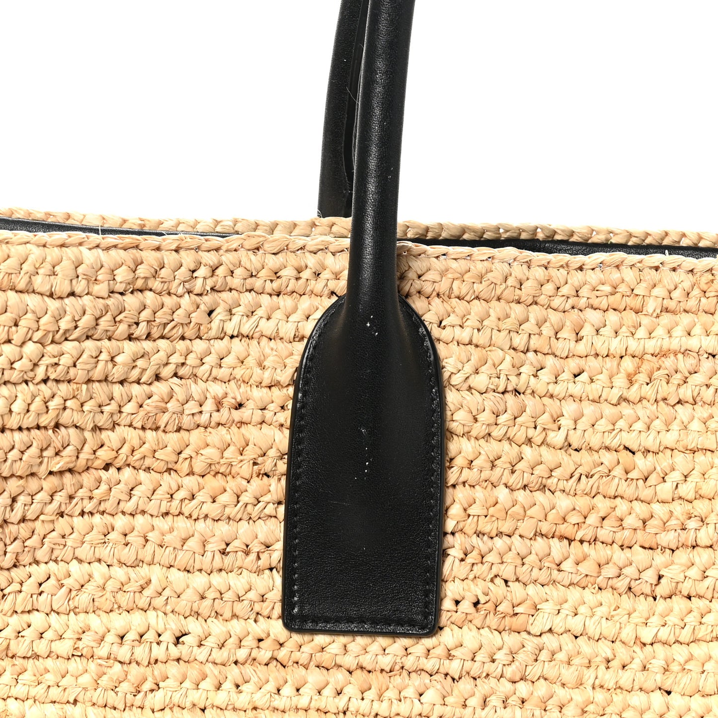 Raffia Calfskin Rive Gauche Tote Naturale Black