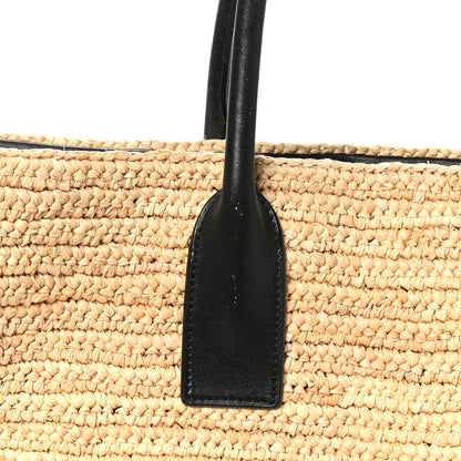 Saint Laurent Raffia Calfskin Rive Gauche Tote Naturale Black 8 of 10