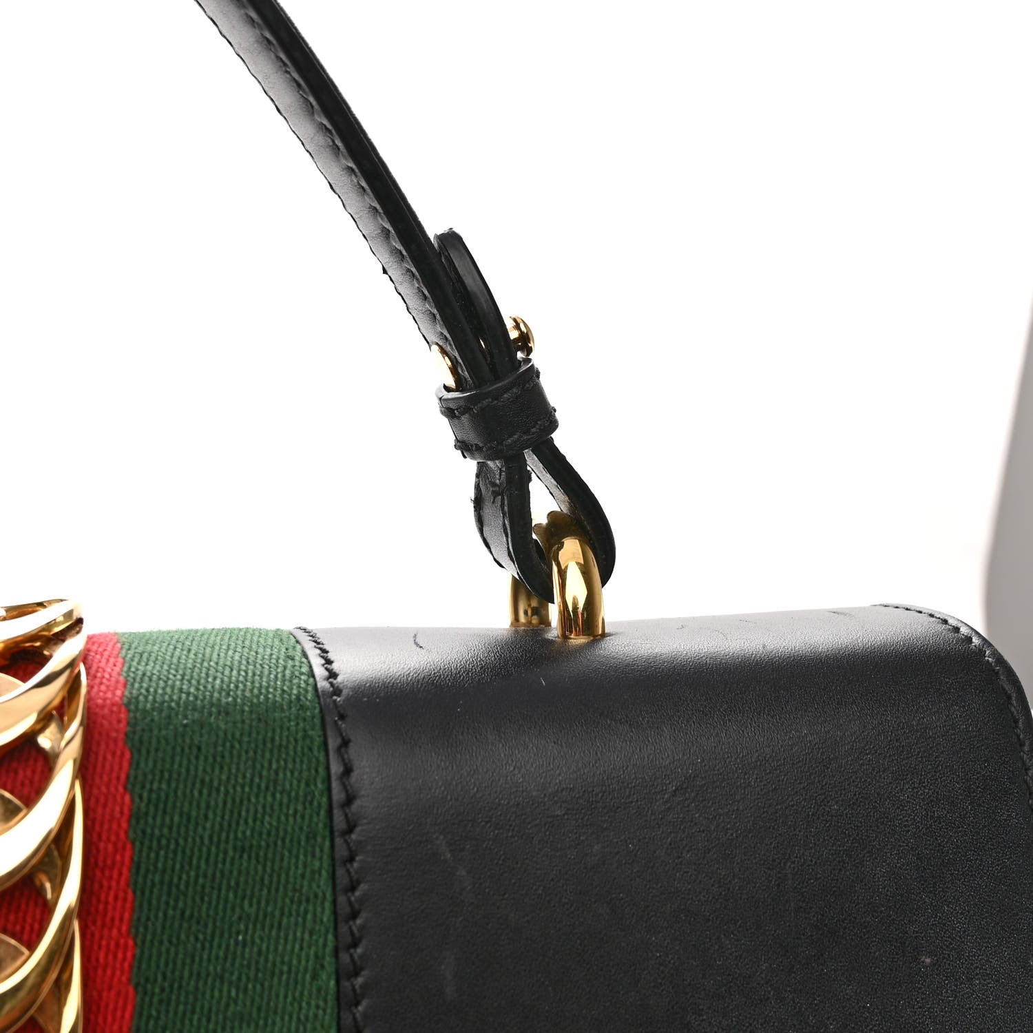 Gucci Calfskin Medium Sylvie Top Handle Bag Black 11 of 11