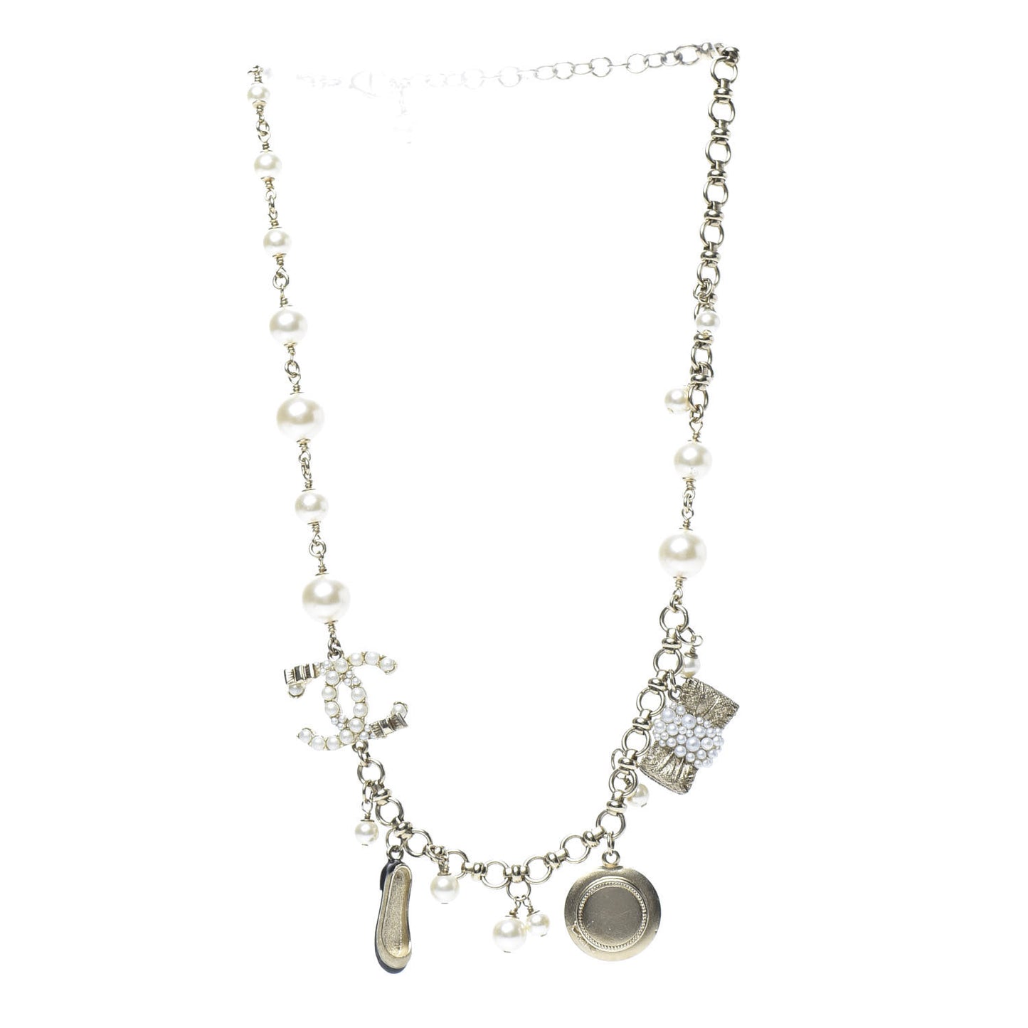 Pearl CC Charm Short Necklace Gold
