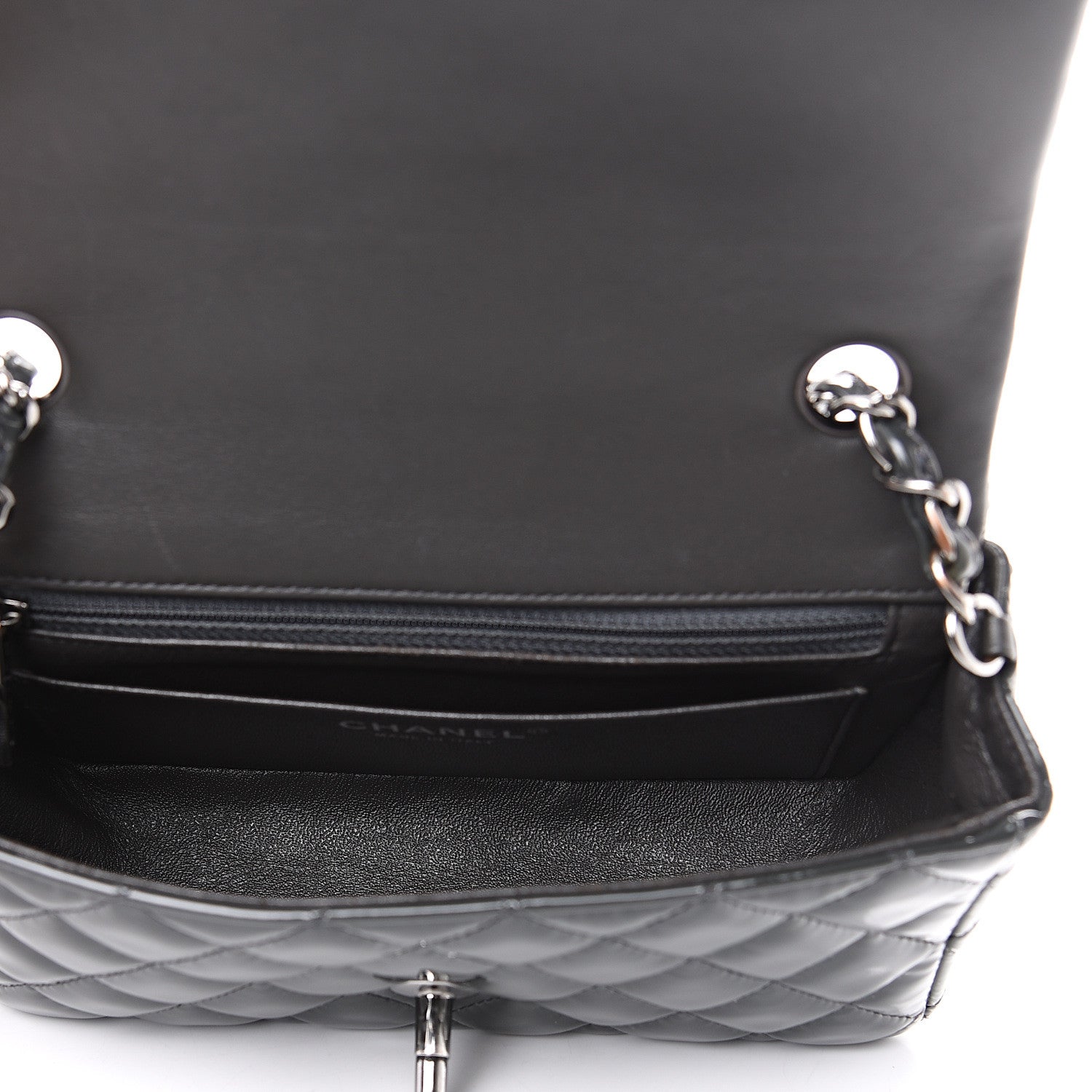 Chanel Patent Calfskin Quilted Mini Rectangular Flap Dark Grey 7 of 12