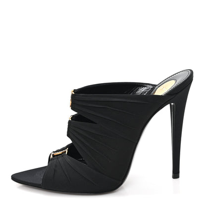 Saint Laurent Crepe Satin Crystal Emilie 110 Sandals 37 Black 1 of 10