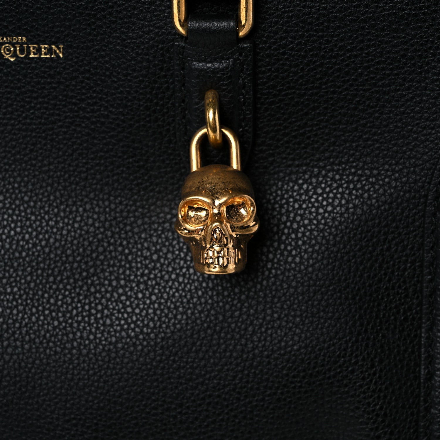 Alexander McQueen Pebbled Calfskin Small Skull Padlock Zip Around Tote Black 12 of 12