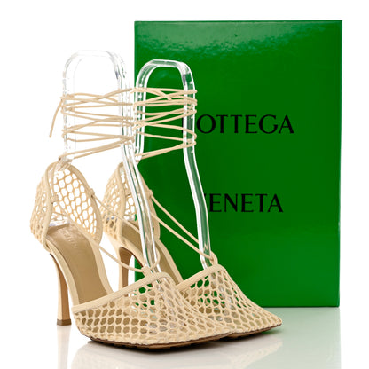 Bottega Veneta Mesh Nappa Stretch Ankle Tie Sandals 40 Ivory 10 of 10