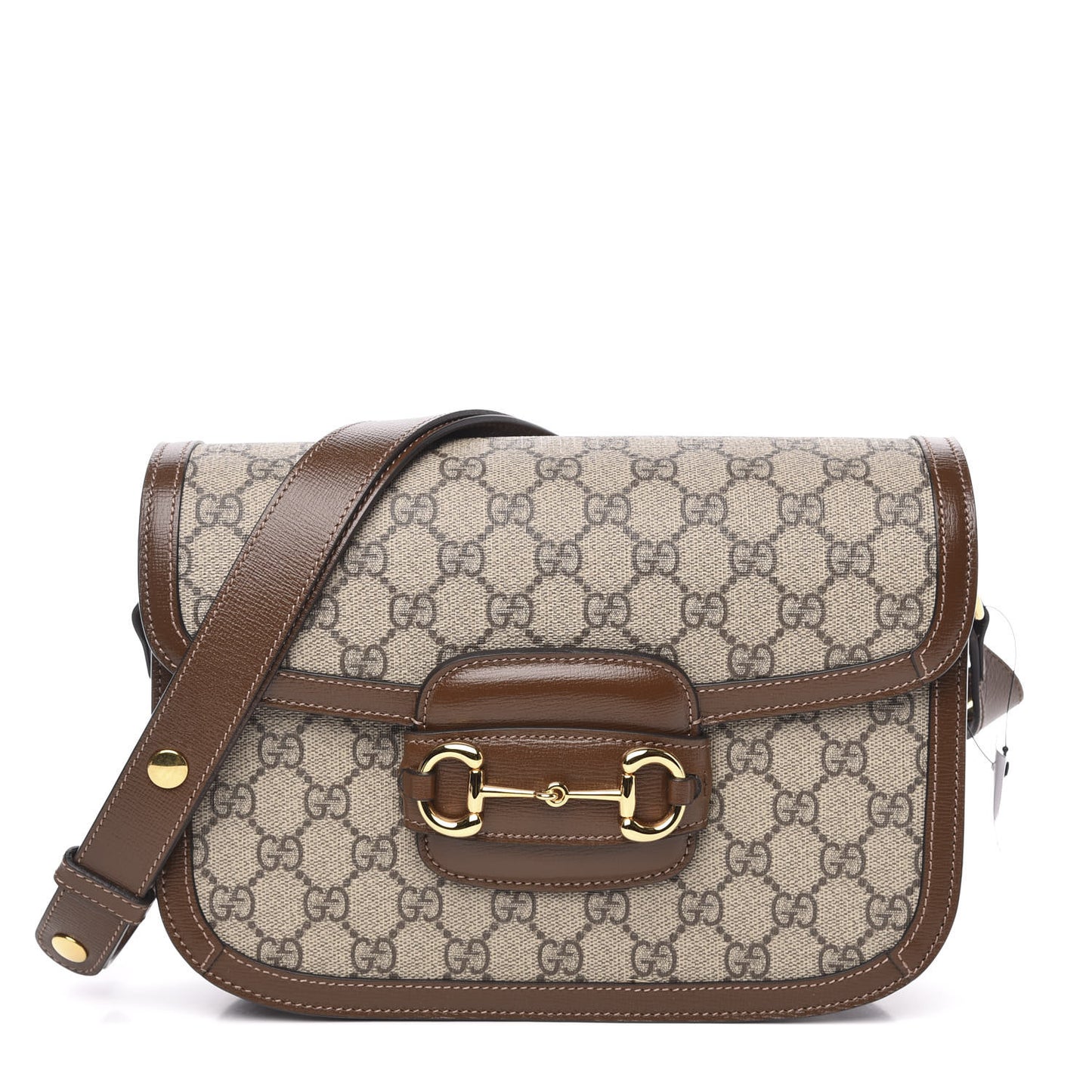 GG Supreme Monogram Horsebit 1955 Shoulder Bag Beige Brown Sugar