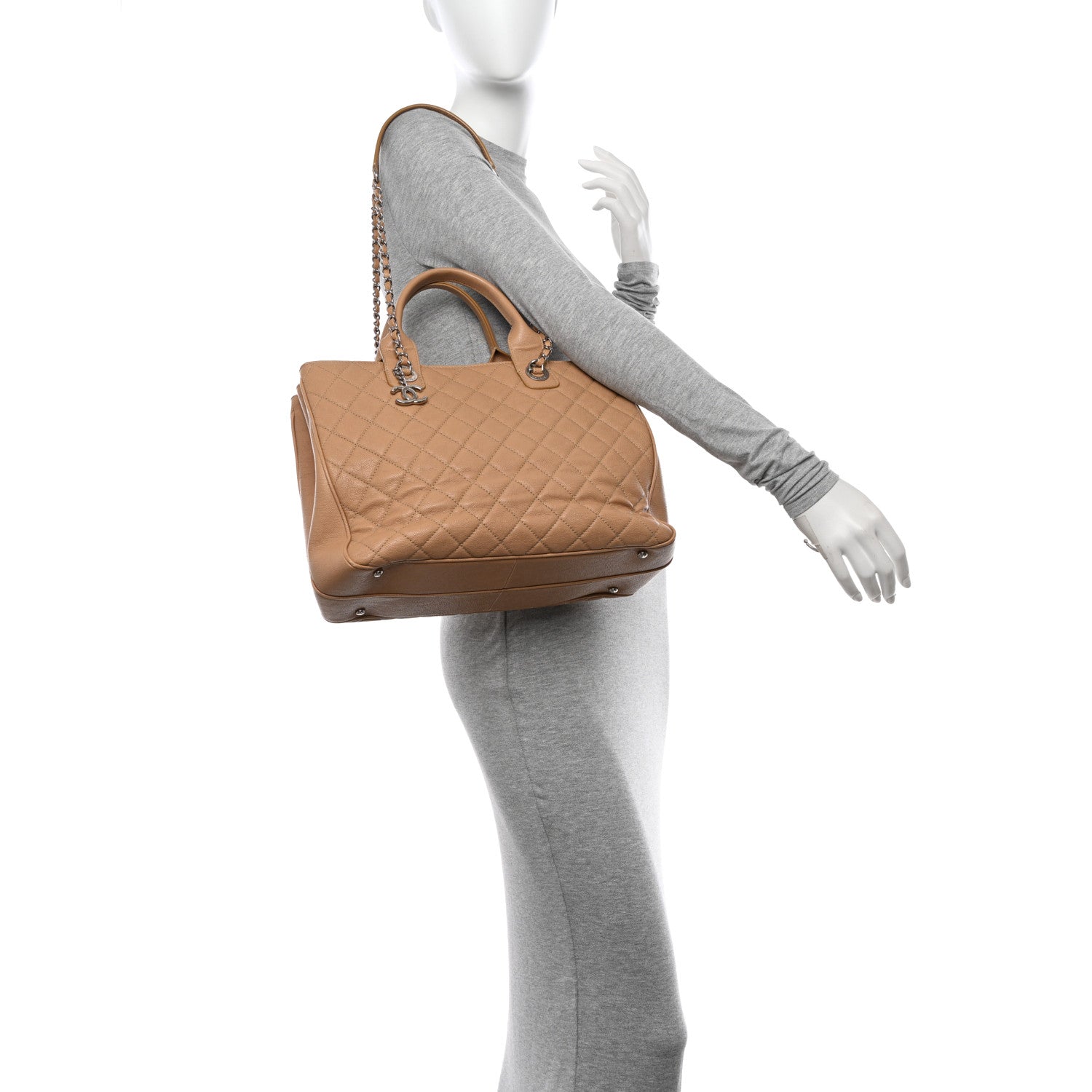 Chanel Caviar Quilted Large Urban Companion Top Handle Shopping Tote Beige 2 of 13