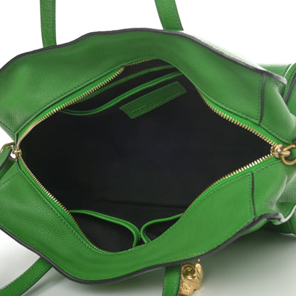 Alexander McQueen Pebbled Calfskin Small Skull Padlock Zip Around Tote Green 4 of 4