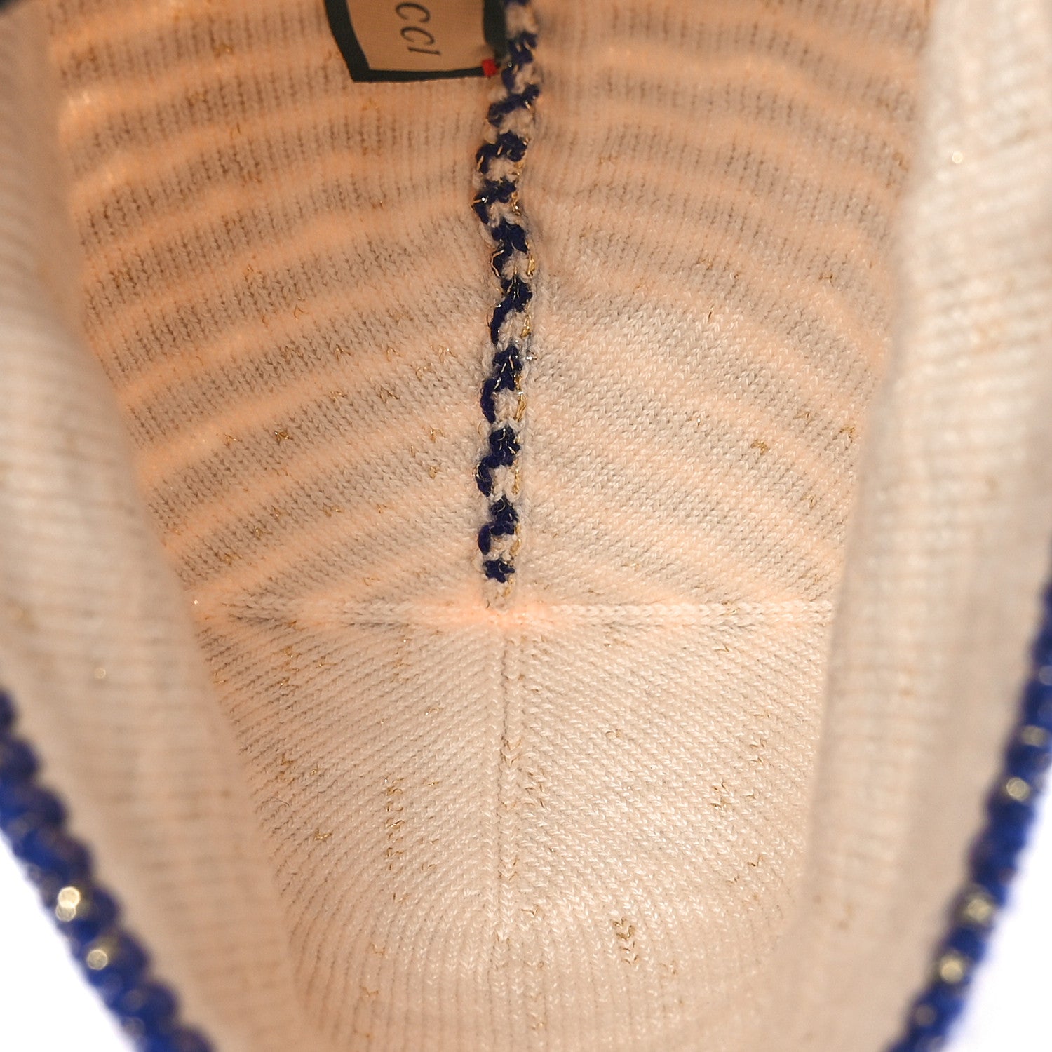 Gucci Cotton Monogram Jumbo GG Beanie Hat S Navy Ivory 4 of 7