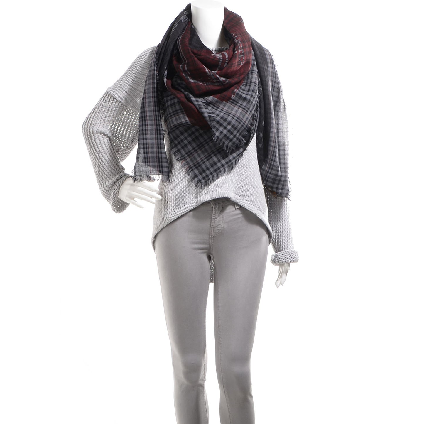 Mens Fleece Wool Silk Trunks Shawl Gris Rouge