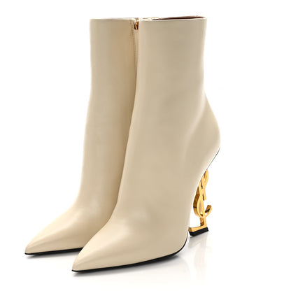 Saint Laurent Calfskin Opyum Ankle Boots 37 White 3 of 9