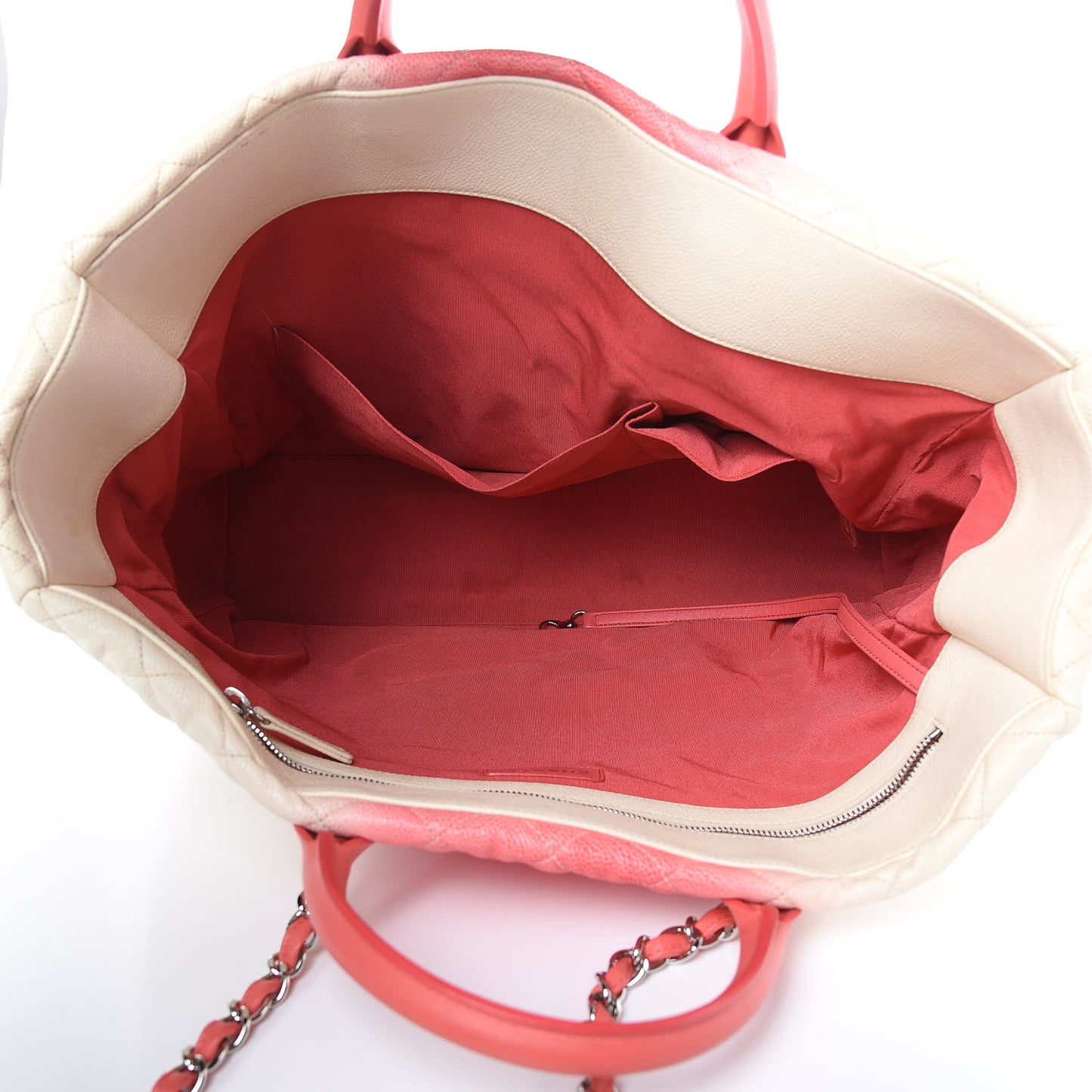 Caviar Ombre Large Shopping Tote White Rose