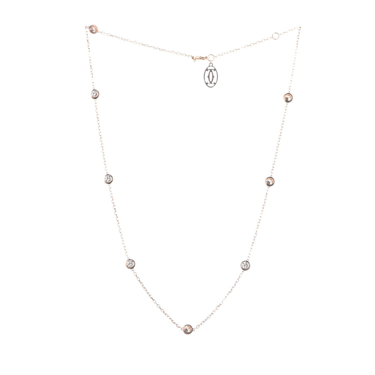 18K Pink Gold 8 Diamond D'Amour Station Necklace