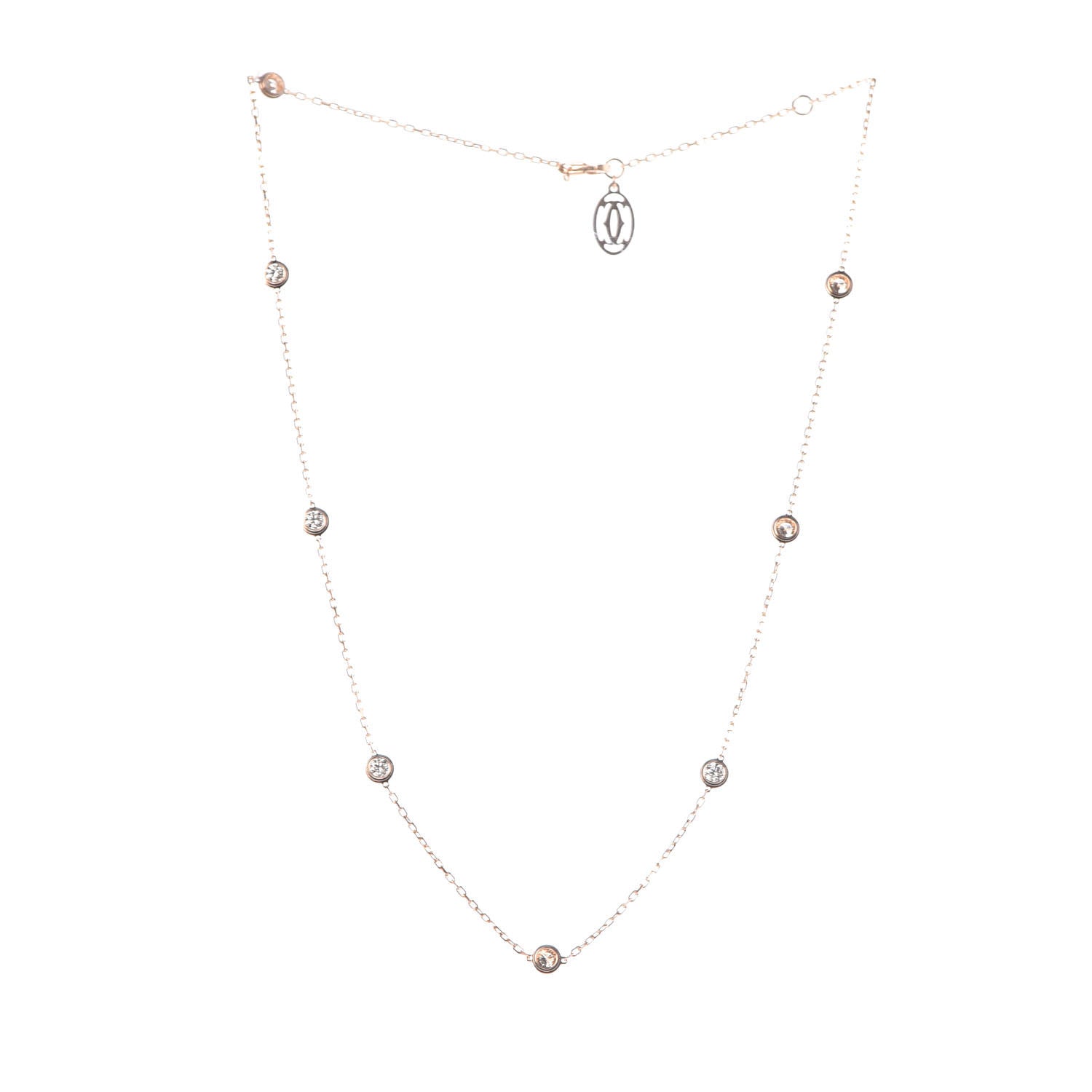 Cartier 18K Pink Gold 8 Diamond D'Amour Station Necklace 3 of 6