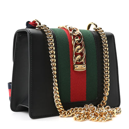 Gucci Calfskin Mini Sylvie Chain Shoulder Bag Black 3 of 10