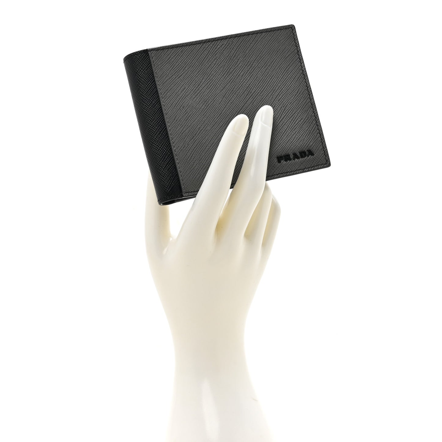 Saffiano Bi-Color Bi-Fold Wallet Grey Black