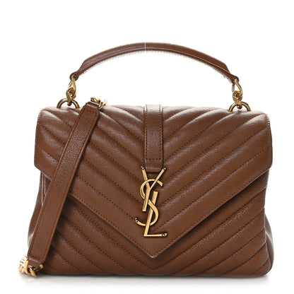 Saint Laurent Calfskin Matelasse Chevron Monogram Medium College Bag Brick 1 of 10